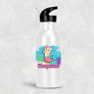 Personalized water bottle for girls, Mermaid gift for girls, Mermaid water bottle, Mermaid present. Water bottle for kids, Merpup tumbler