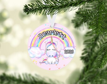 Personalized Unicorn Ornament, Personalized Ornament, Unicorn Ornament, Christmas gift for girls, Unicorn gift, Unicorn stocking stuffer