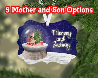Personalized Christmas Ornament  for Mom, Mother and Son Ornament, Mother's First Christmas Ornament, Gift For Mom from Son, Snow globe