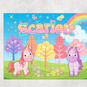 Personalized Kids Puzzle, Unicorn Puzzle , Birthday gift for girls, unicorn party favors, Unicorn present for girls,