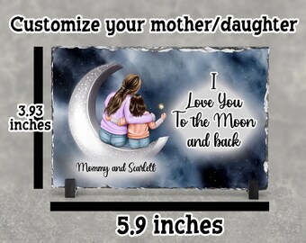 Customized Gift For Mom, Personalized  Gift For Mom, Mom and Daughters Photo Slate, Birthday Gift For Mom From daughter, Mothers Day Gift