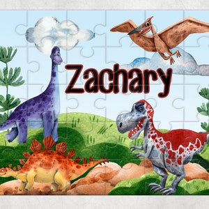 Rompecabezas de dinosaurio personalizado, rompecabezas personalizado para niños, regalo de fiesta de cumpleaños de dinosaurio, rompecabezas para niños, rompecabezas personalizado