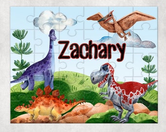 Personalized Dinosaur Puzzle, Personalized Puzzle for kids , Dinosaur birthday party favor, Puzzle for boys , Personalized Puzzle