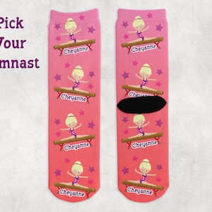 Personalized Kids Socks, Girls Gymnastic Socks, Gymnastics Birthday Present For Kids, Personalized Gymnastic Gift For Girls