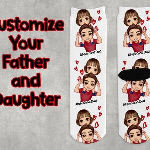 Personalized father&#39;s day gift, Personalized Socks, gift for dad,Gift For Dad From daughter, Birthday Gift For Dad,Father and Daughter Socks