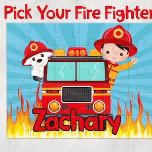 Personalized Fireman Puzzle, Personalized Puzzle for boys , Fire Truck birthday party favor, Puzzle for boys , Personalized Puzzle