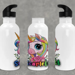 Personalized water bottle for girls, Unicorn gift for girls, Unicorn water bottle, Unicorn present. Water bottle for kids, Unicorn Birthday