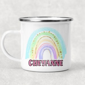 Watercolor Brights Personalized Kids Enamel Mug, Personalized