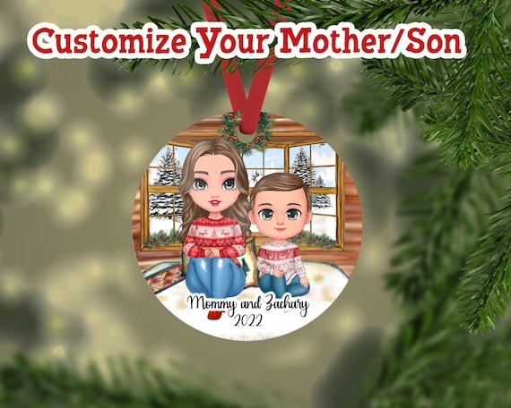 Mom and Son Ornament, Christmas Gift for Mom, Christmas Gift for