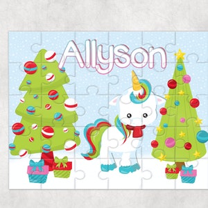 Personalized Unicorn Christmas Puzzle, Christmas Unicorn, Unicorn Christmas Gift, Christmas Puzzle, Christmas Gift for girls