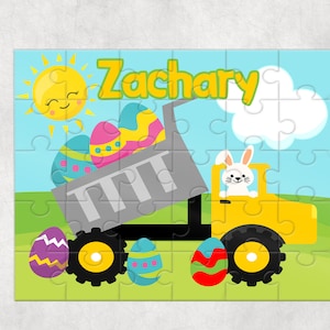 Personalized Easter Puzzle ,Personalized Basket Fillers ,Easter Basket filler,Easter Present for Girls, Easter Present for boys,Easter Truck