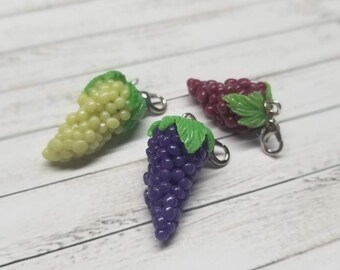 Wine Lover Grape Cluster Charm Keychain with amethyst bead