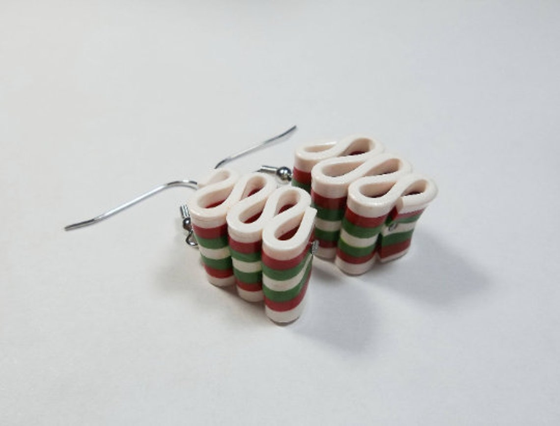 Christmas Ribbon Candy Earrings Christmas Candy Food Etsy