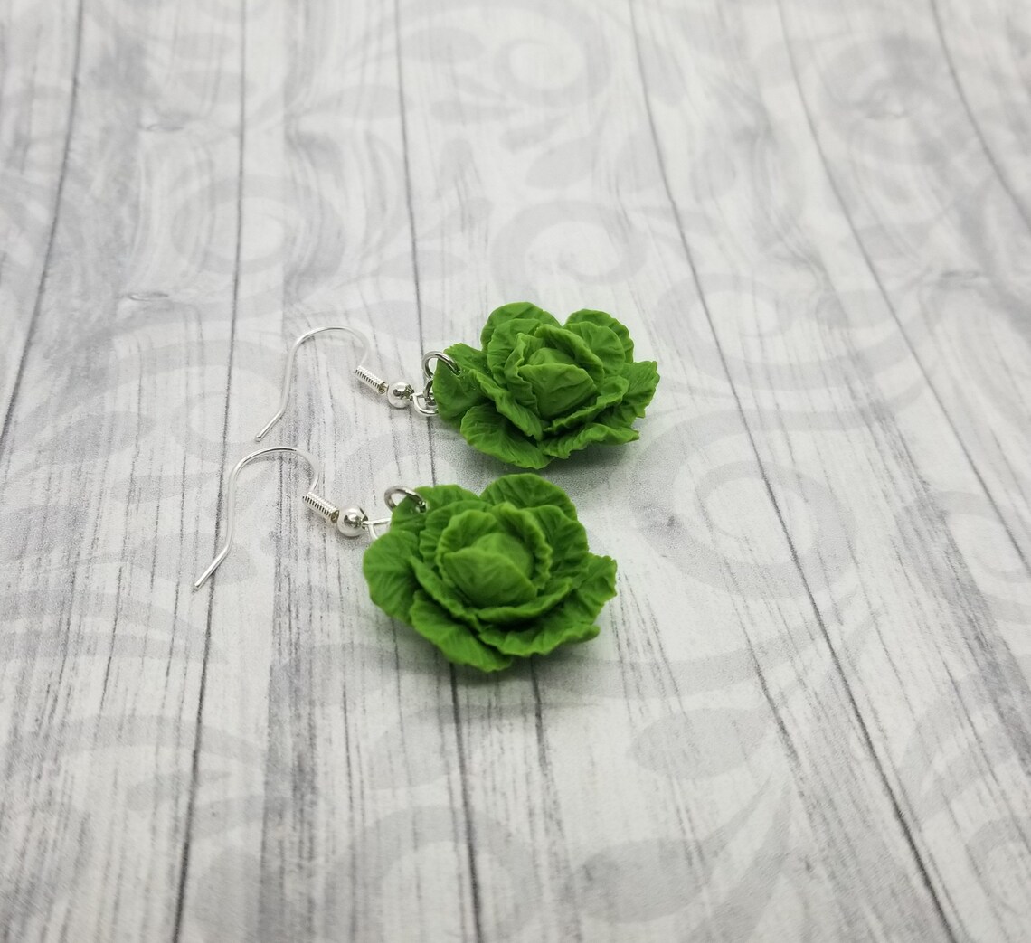 Cabbage Lettuce Earrings Food Jewelry Polymer Clay Food Etsy