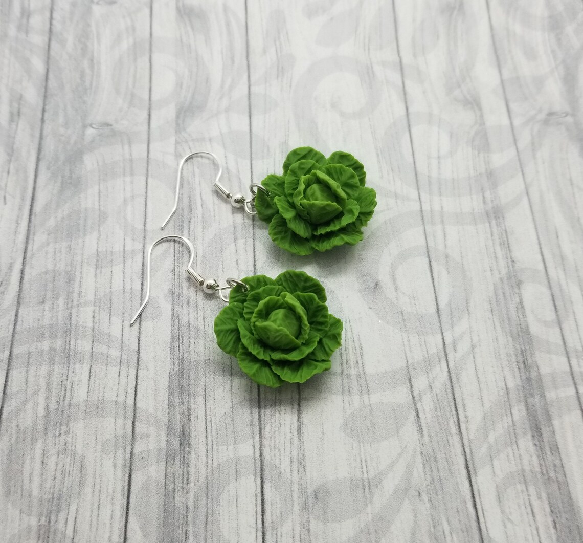 Cabbage Lettuce Earrings Food Jewelry Polymer Clay Food Etsy