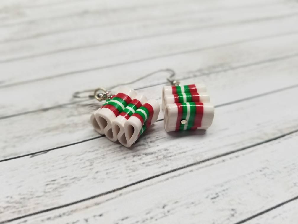 Christmas Ribbon Candy Earrings Christmas Candy Food Etsy