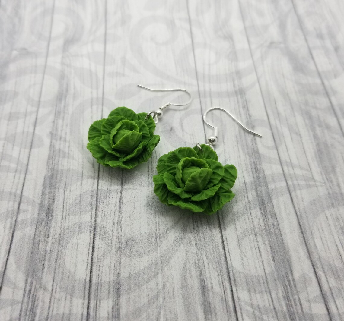 Cabbage Lettuce Earrings Food Jewelry Polymer Clay Food Etsy