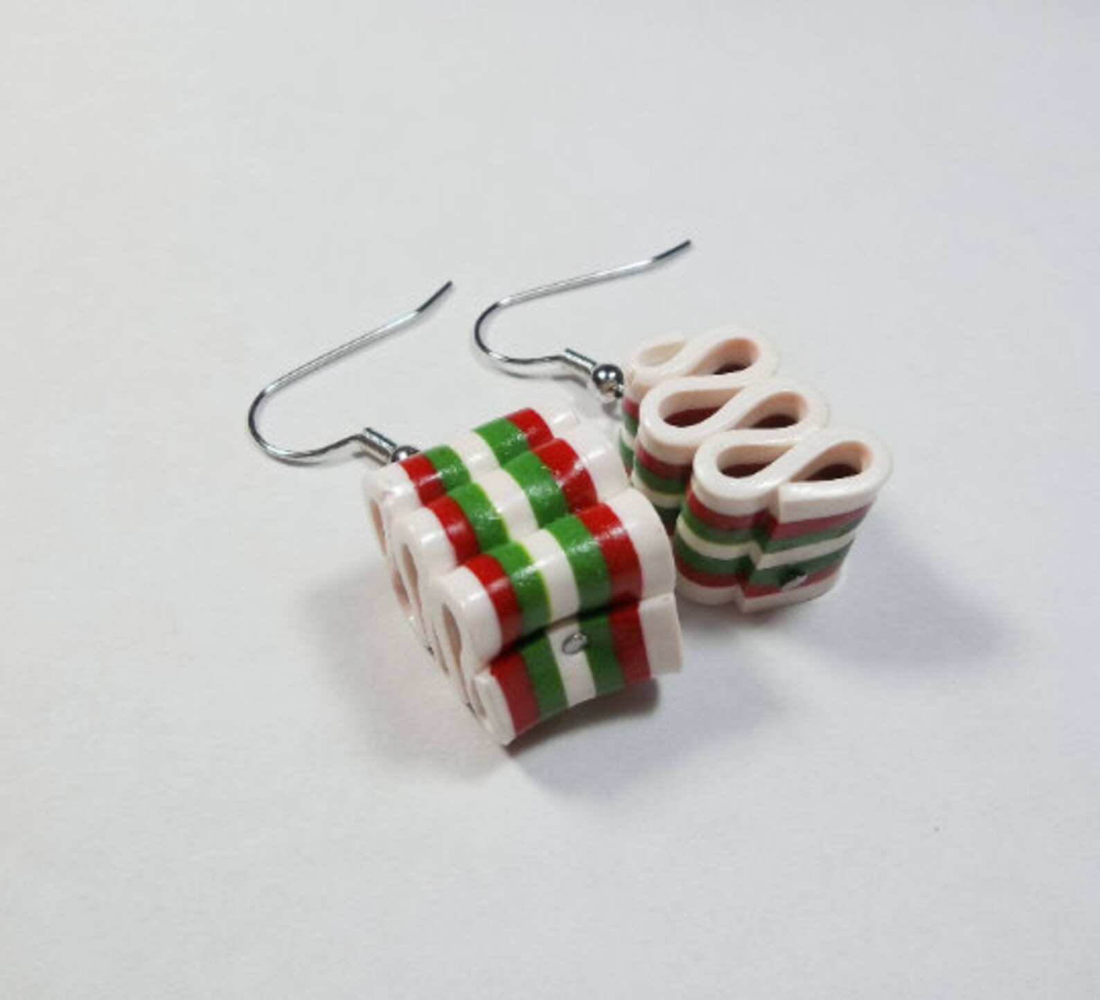Christmas Ribbon Candy Earrings Christmas Candy Food Etsy