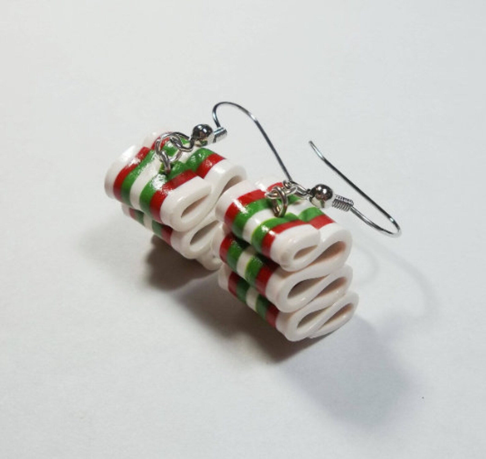 Christmas Ribbon Candy Earrings Christmas Candy Food Etsy