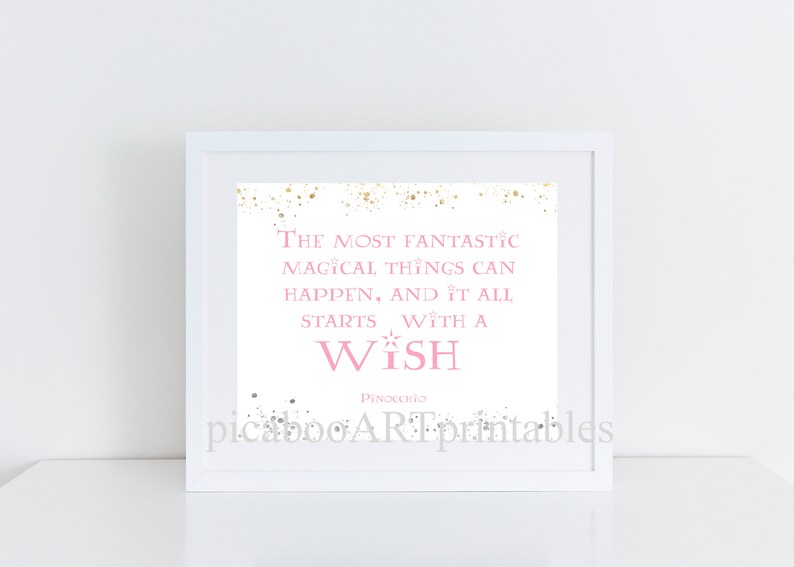 Wish Wall Art, Book Quotes Art, Kids Stories Art Print, Baby Girl