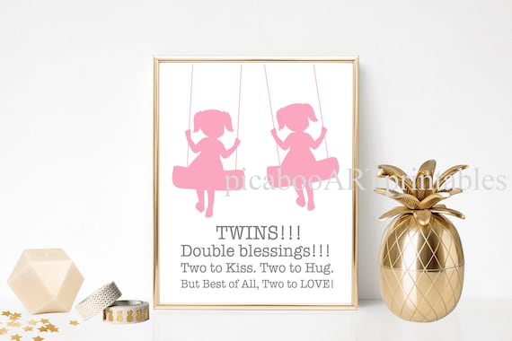 Twin Girls Wall Art, Twins, Double Blessings, Twins Quotes, Twin