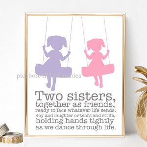 Big sister little sister art print, baby sister art print, sisters wall art, girls shared room, sisters inspirational art, digital download