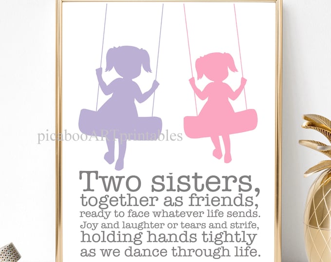 Big Sister Little Sister Art Print, Baby Sister Art Print, Sisters Wall ...