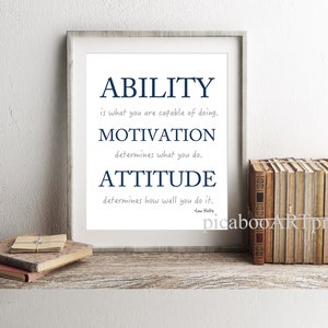 Boys room wall art, gift for teen boy, inspirational boys art, Ability motivation attitude, printable art, motivational quotes, digital file