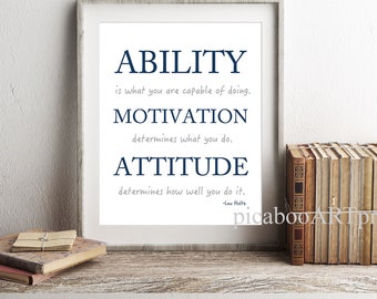 Boys room wall art, gift for teen boy, inspirational boys art, Ability motivation attitude, printable art, motivational quotes, digital file
