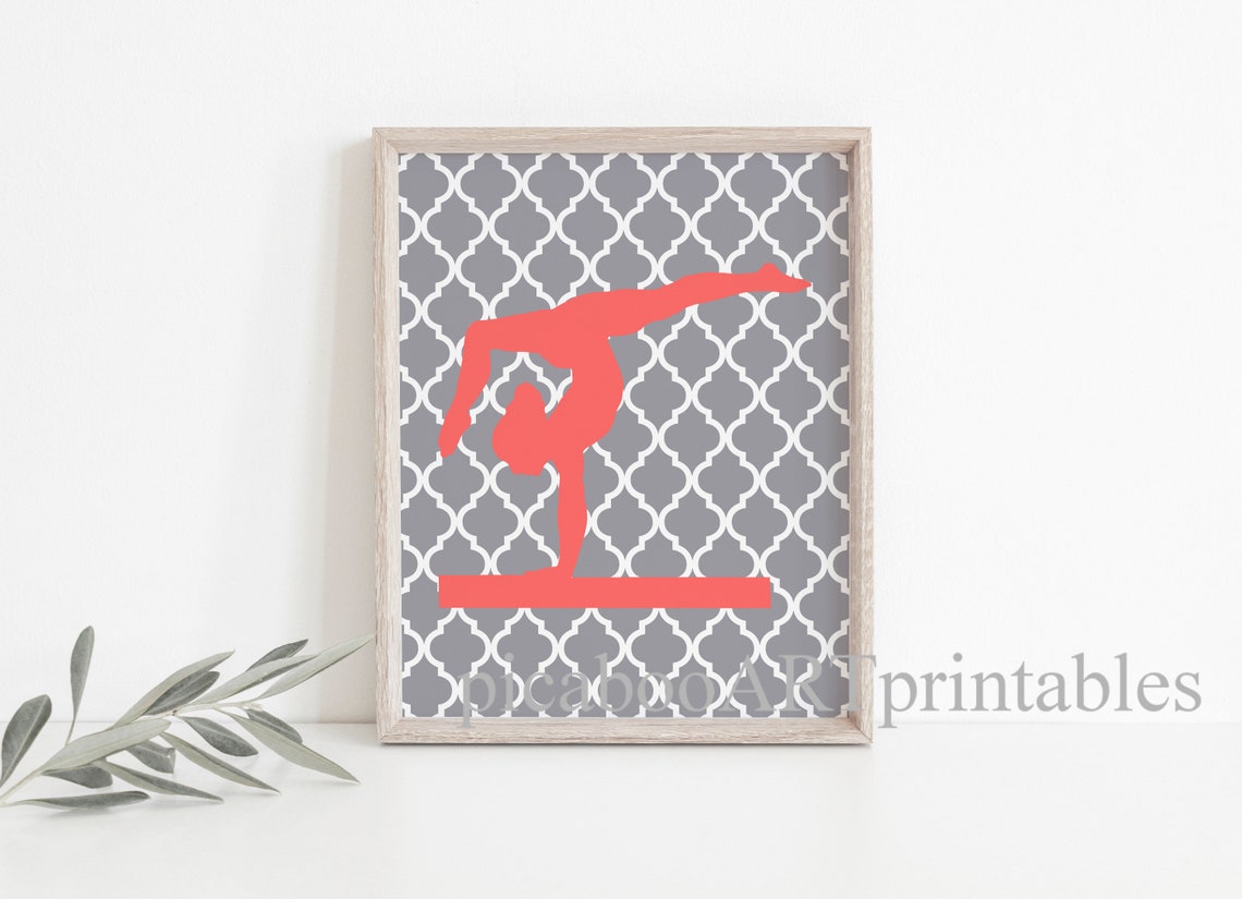 Printable Kids Art, Art for Kids, Art for Girls, Girls Room, Coral Gray ...