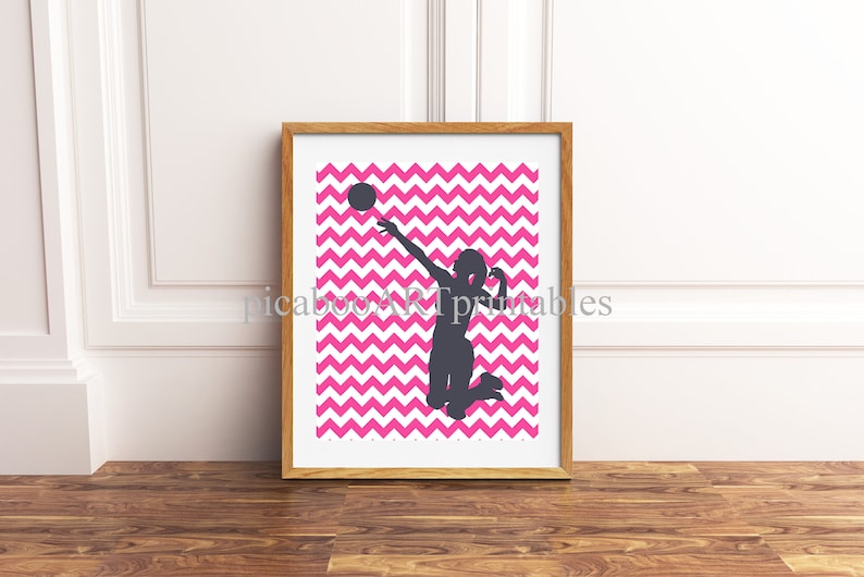 Girls Printable Art Volleyball Theme Room Decor Volleyball Etsy