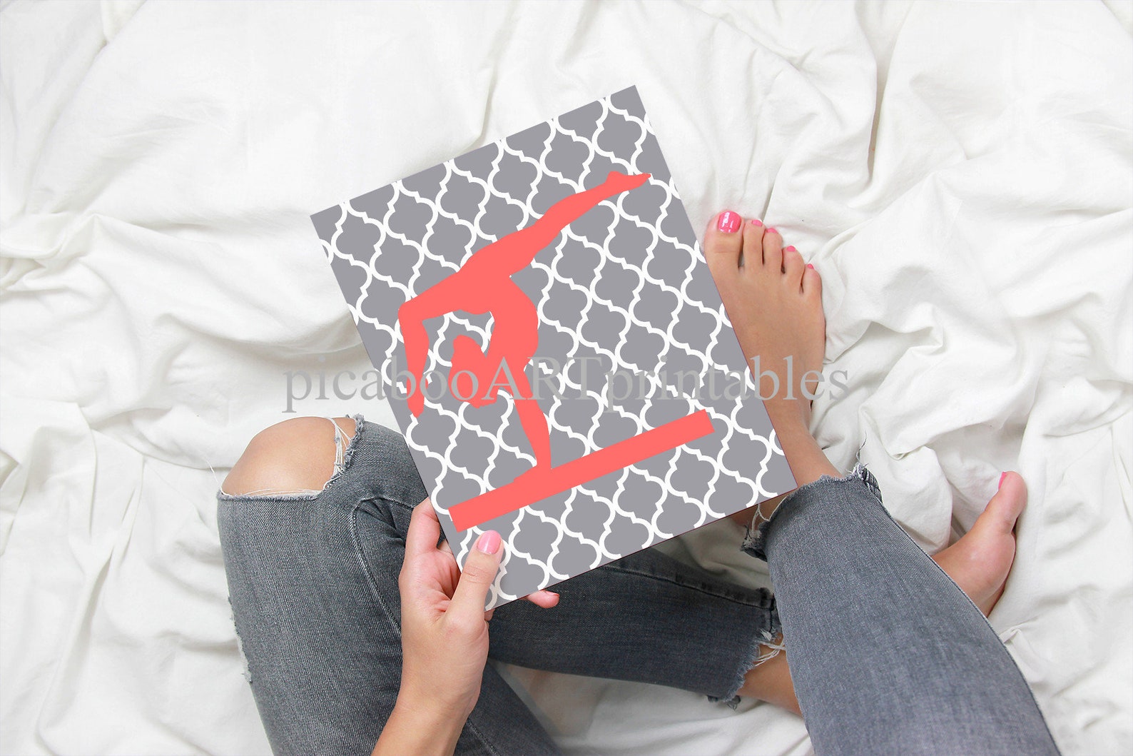 Printable Kids Art, Art for Kids, Art for Girls, Girls Room, Coral Gray ...