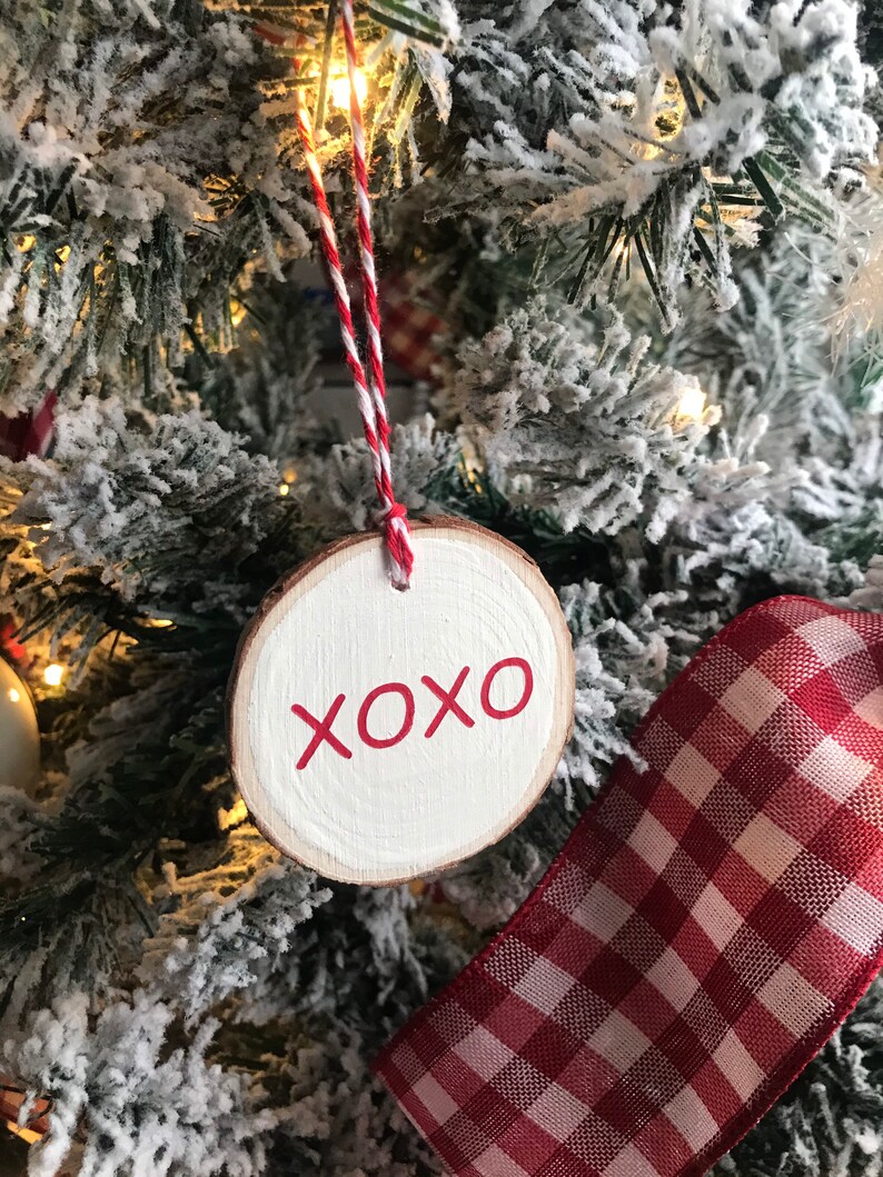 farmhouse ornaments Personalized ornaments wood ornaments farmhouse decor painted wood slice ornaments ornaments