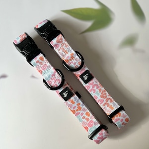 Dog collar pastel leopard print dog collar neoprene new puppy collar comfort designer safety dog collar webbed dog collar animal print image 1