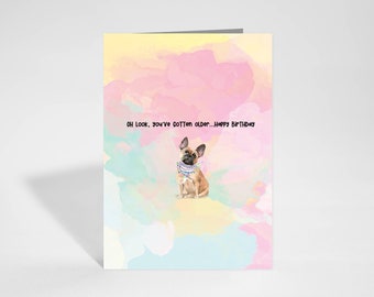 Dog Birthday Card Funny Handmade Greeting Card for Dog Lovers Recycled Card Frenchie Pun Card Gift Card, Dog Breed French Bulldog