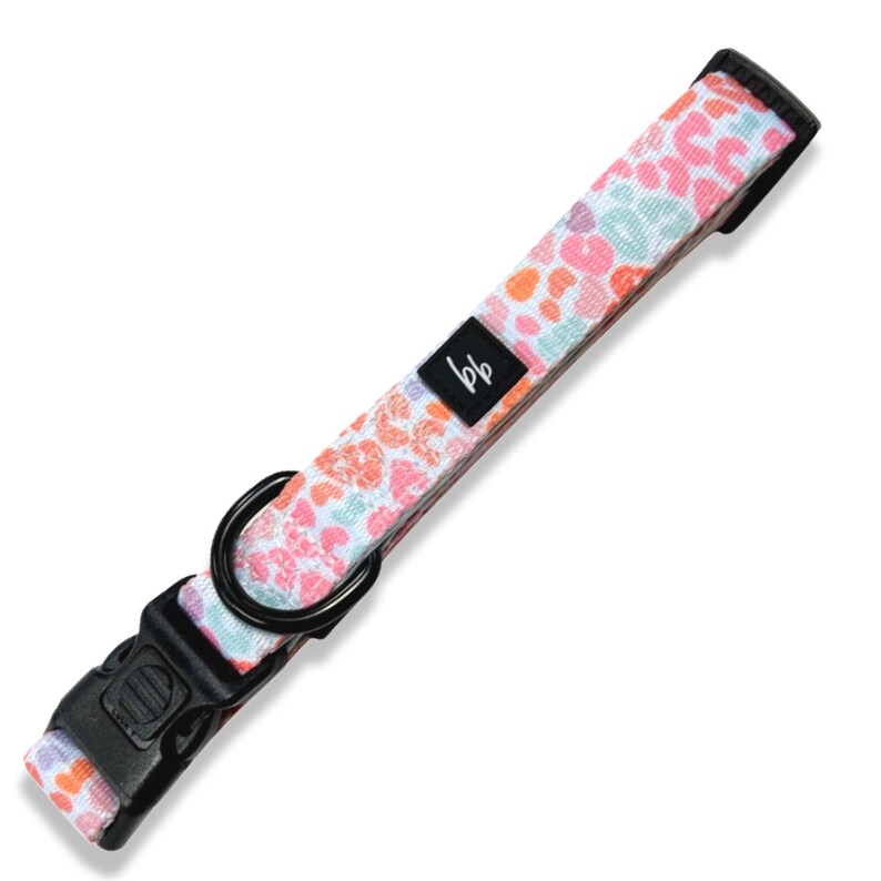 Dog collar pastel leopard print dog collar neoprene new puppy collar comfort designer safety dog collar webbed dog collar animal print image 3