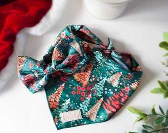 Bandana de Noël pour chien, imprimé sapin de Noël, bandana pour animal de compagnie, noeud papillon de Noël pour chien, accessoires pour animaux de compagnie, cadeau de Noël pour chien, noeud papillon de Noël