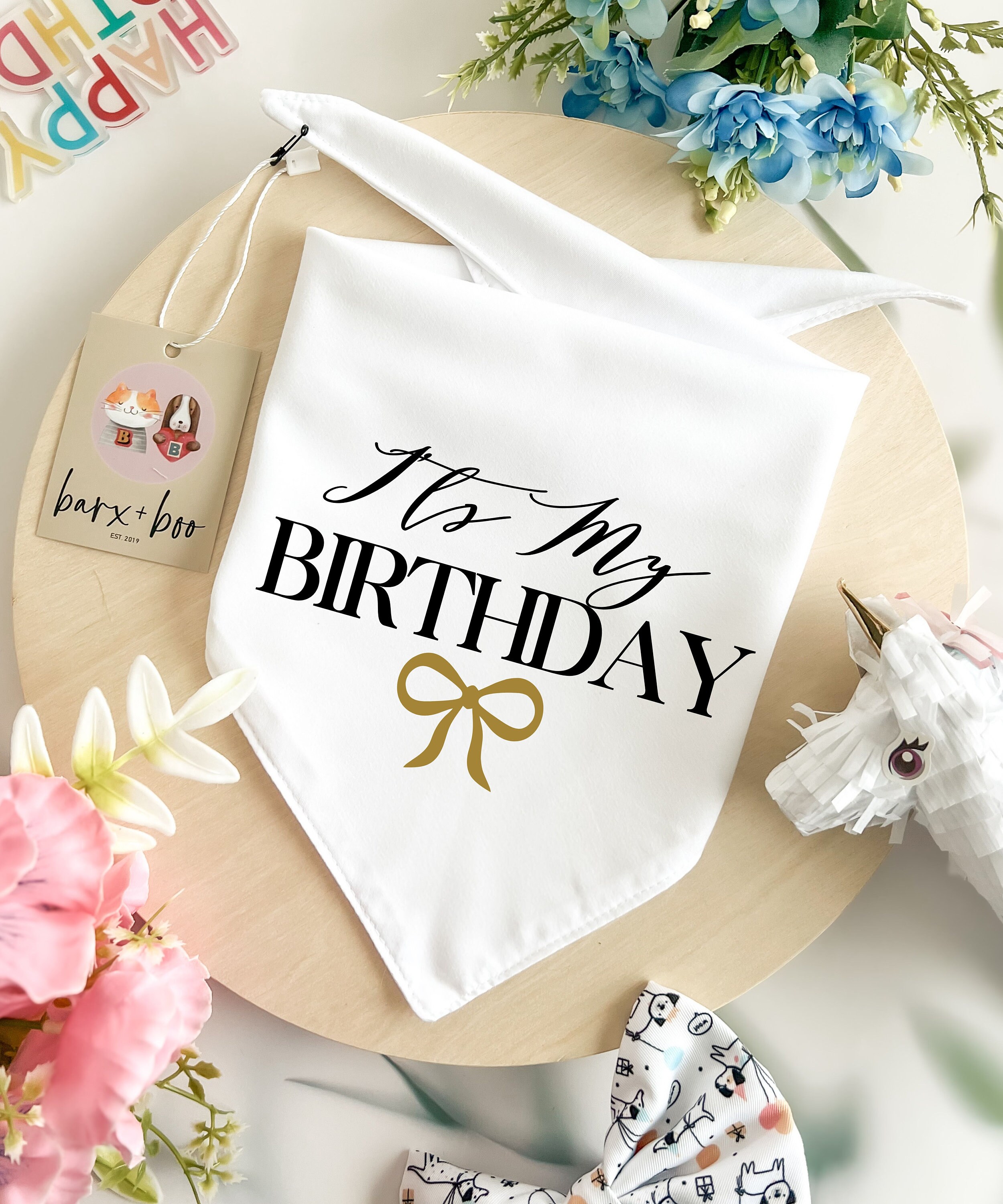 thumbnail image 2 of It's My Birthday Retro Dog Bandana | 100% Cotton | Made In 2 of 14