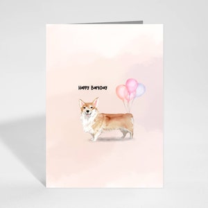 Dog Birthday Card Funny Handmade Greeting Card for Dog Lovers Recycled Card Corgi Pun Card Gift Card, Dog Breed Corgi Balloons