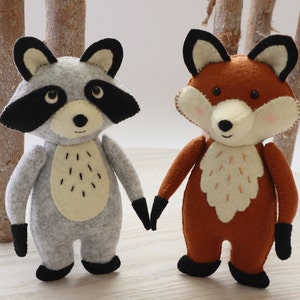 Raccoon & Fox PDF Sewing Pattern | Forest Friend Set of 2 | felt animal pdf pattern