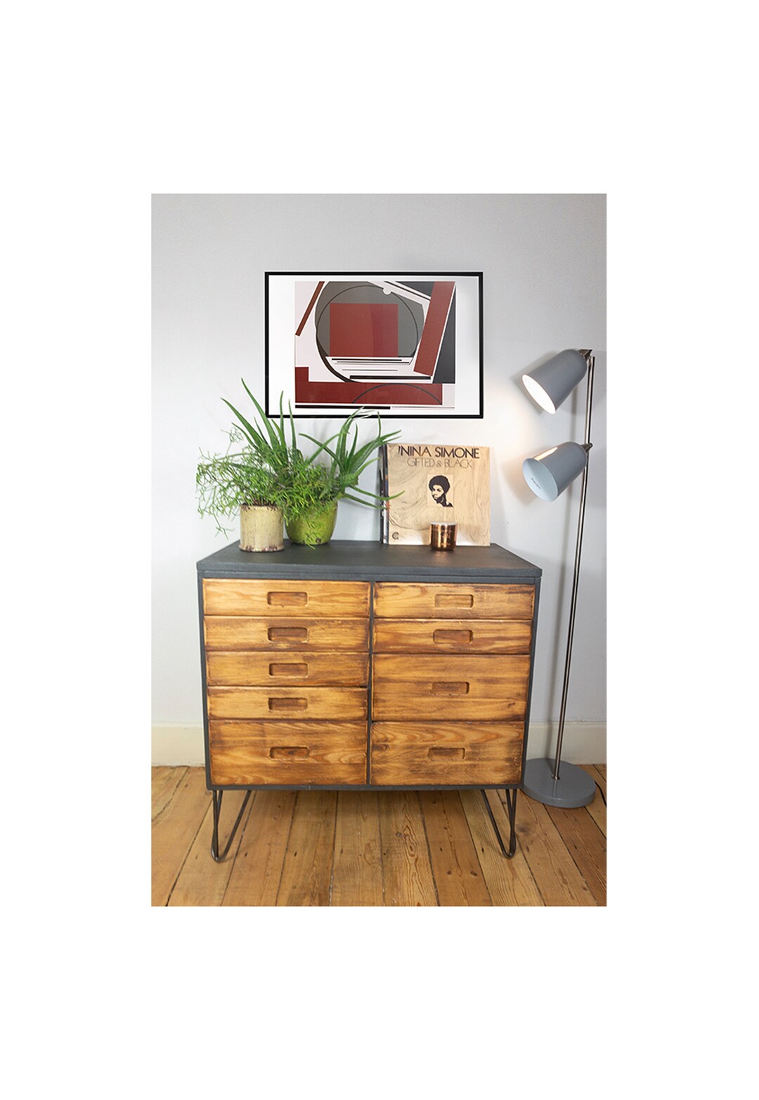 Sold Sold Upcycled Wood Industrial Chest of Drawers With Steel Hairpin ...