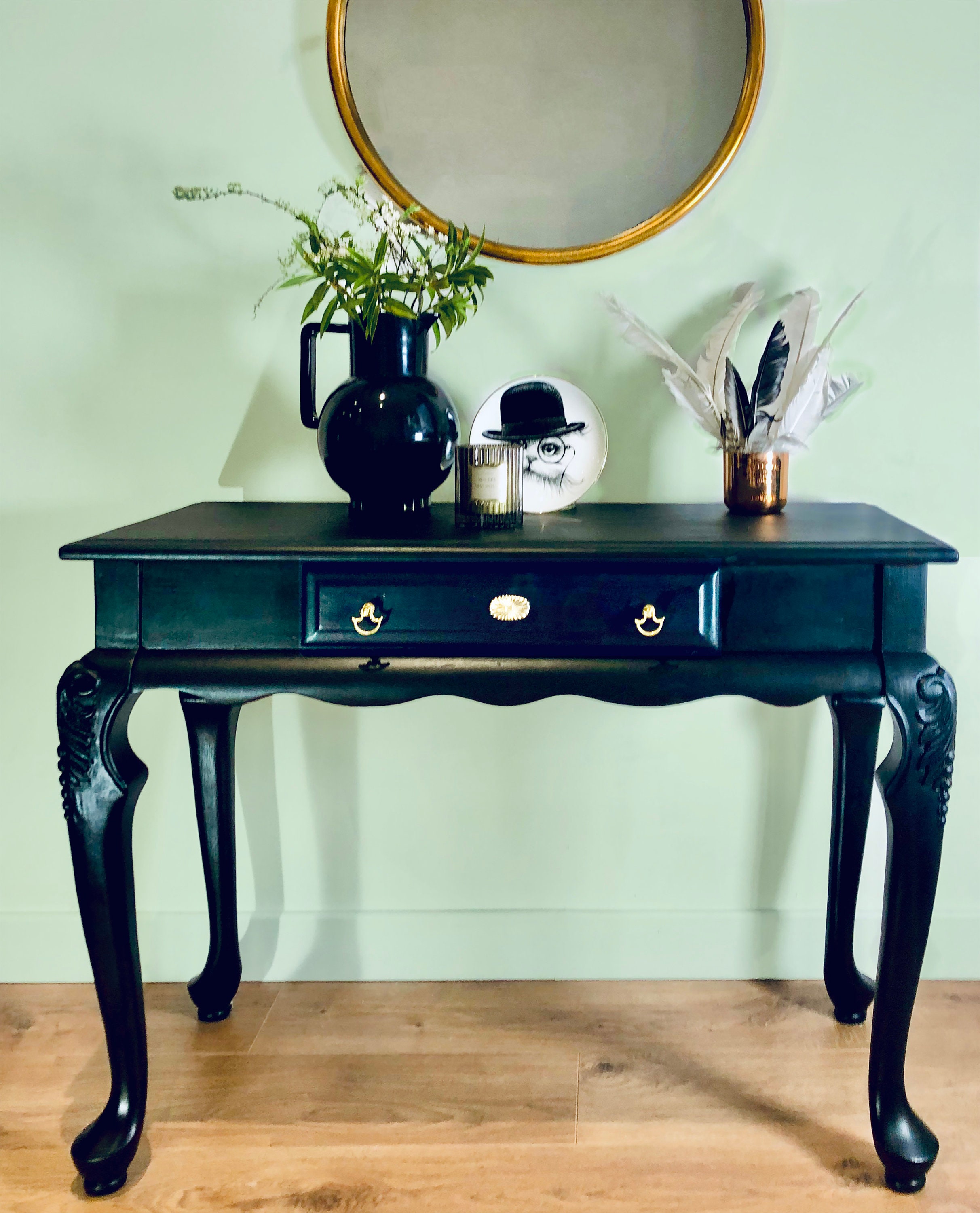 Black and sale gold hall table
