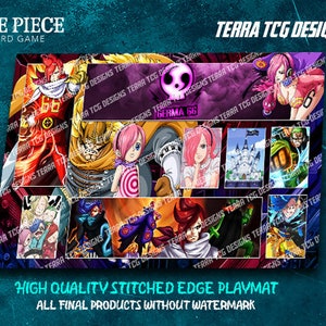 Reiju Germa 66 One Piece TCG Design de tapis de jeu personnalisé pour le leader du jeu de cartes à collectionner One Piece Reiju, bord cousu OP06