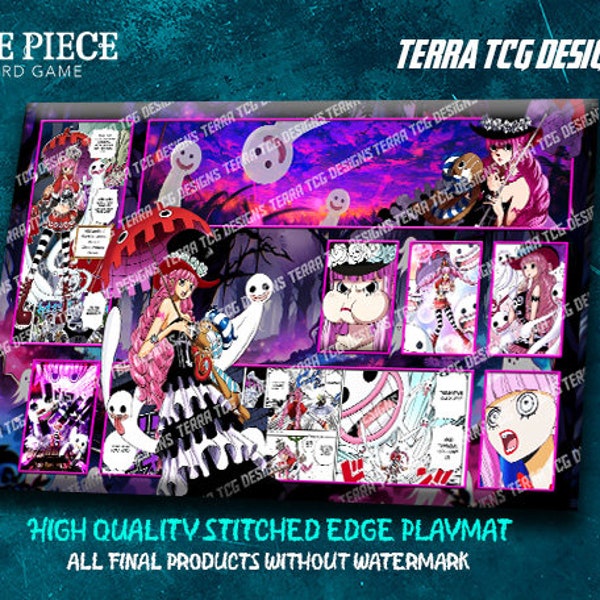 Perona One Piece TCG Custom Playmat Design for the One Piece Trading Card Game Leader Perona Stitched Edge OP06