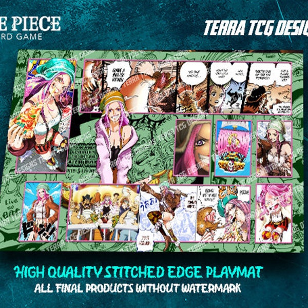 Schmuck Bonney One Piece TKG Custom Playmat Design für den One Piece Trading Card Game Leiter Bonney Stitched Edge OP07