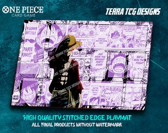 Luffy With Manga background One Piece TCG - OP05 Purple Luffy Leader Playmat