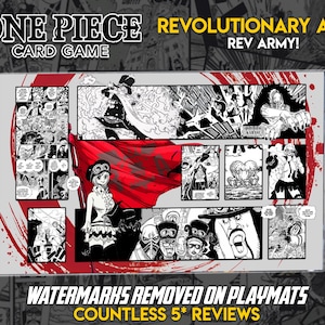 Tapete de juego de One Piece TCG del Ejército Revolucionario: Diseño de Sabo, Dragón y Koala imagen 1