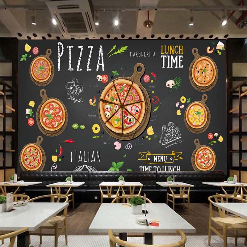 Custom Wall Mural Pizza Shop Hand Painted Abstract Pizza 3D Etsy