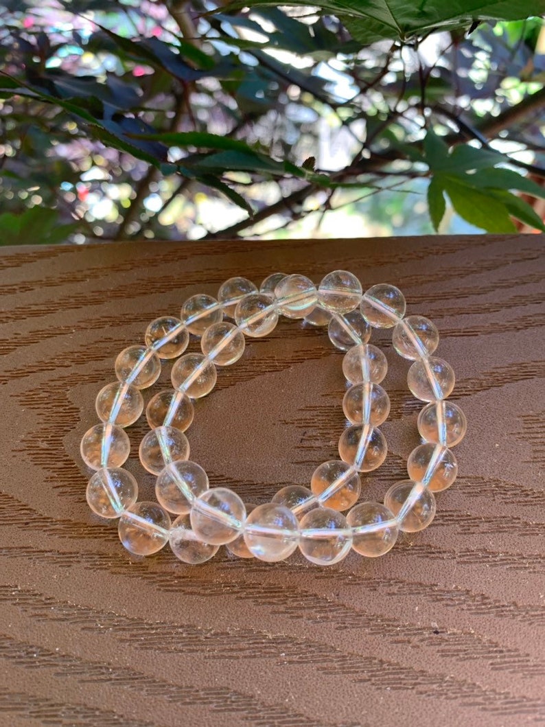 Clear Quartz Crystal Beaded Stretchy Bracelet