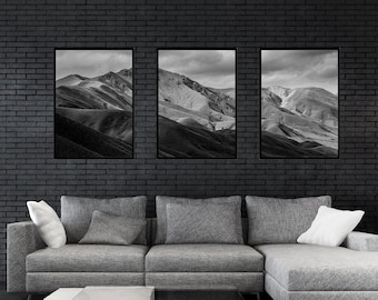 3 Piece Wall Art Mountain Prints, Mountains Landscape Set of 3, Nature Photography Printable Wall Art